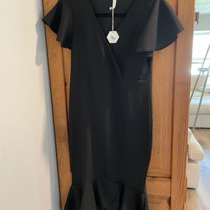 Black Maternity Dress with Ruffles